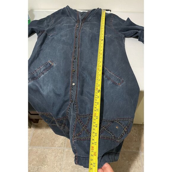 Moda İlgi Embroidered Tencel Long Jacket With Pockets - Picture 14 of 16